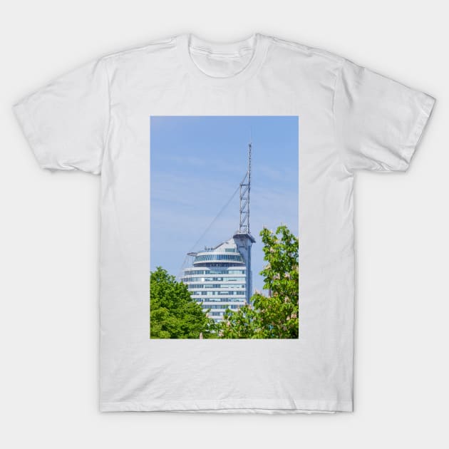 Atlantic Sail City Hotel, harbor, Havenwelten, Bremerhaven, Bremen, Germany T-Shirt by Kruegerfoto